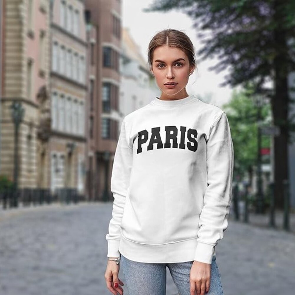 Green Envelope Los Angeles Super Soft White "PARIS"Sweatshirt - Size M